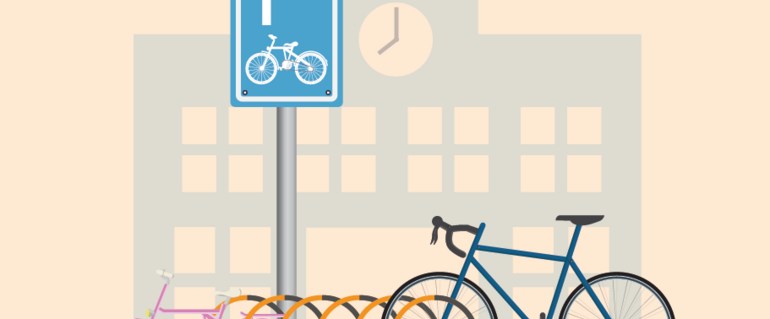 Illustration de : Parking vélos devant l’école maternelle Boileau