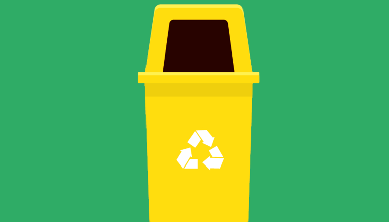 Illustration de : Utiliser des corbeilles jaunes dans les rues de la ville